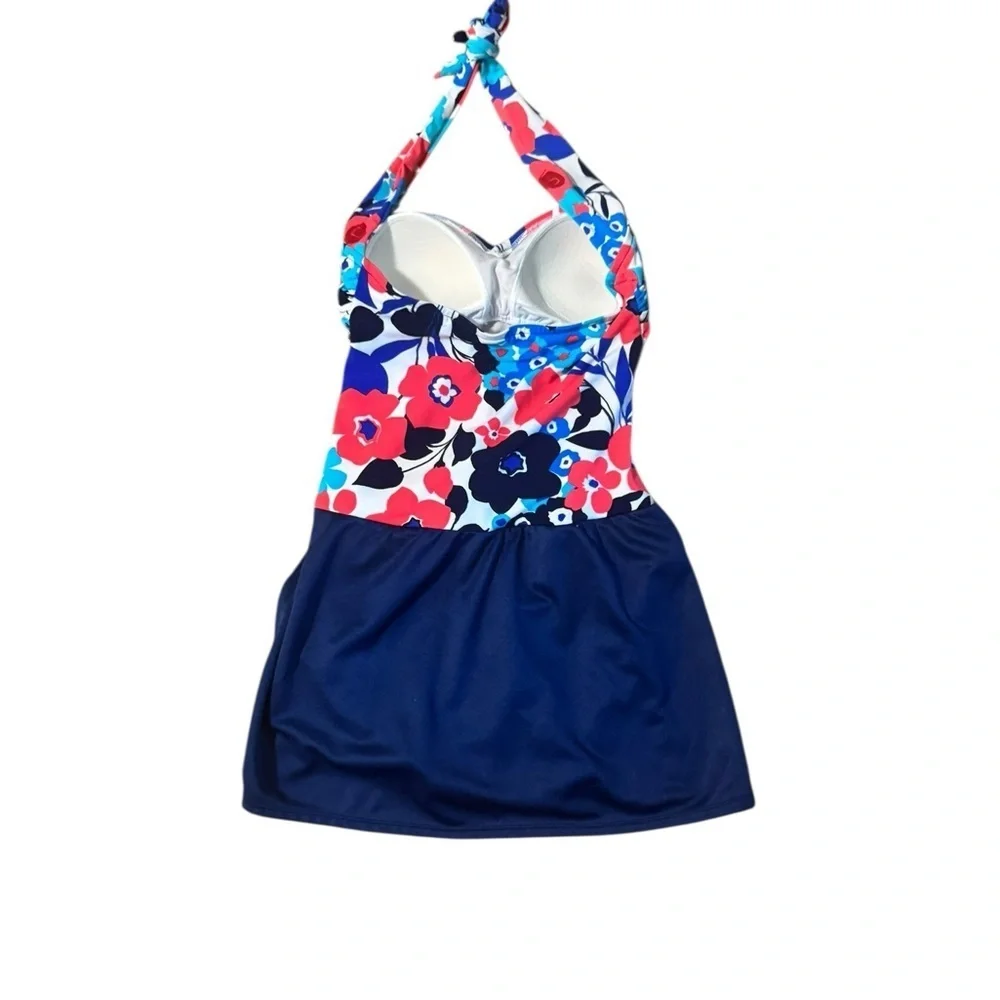 Catalina Swimsuit Women’s Small Floral Skirt Dress Halter Suddenly Slim Beach